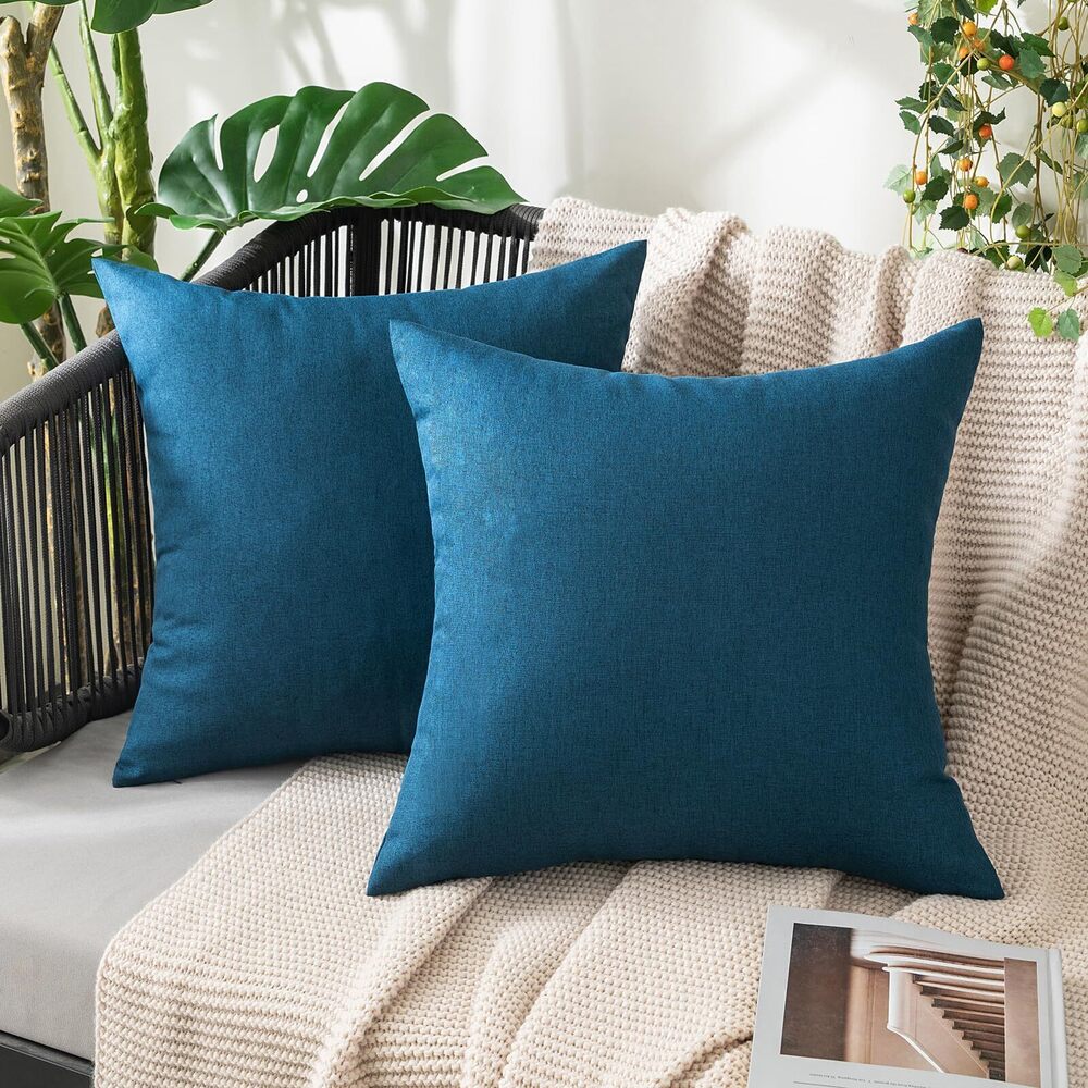 5377 Pack of 2 Decorative Outdoor Solid Waterproof Throw Pillow Covers Faux